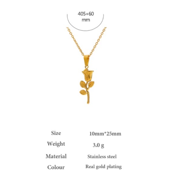 🌹18K gold plated rose necklace - Picture 3 of 7